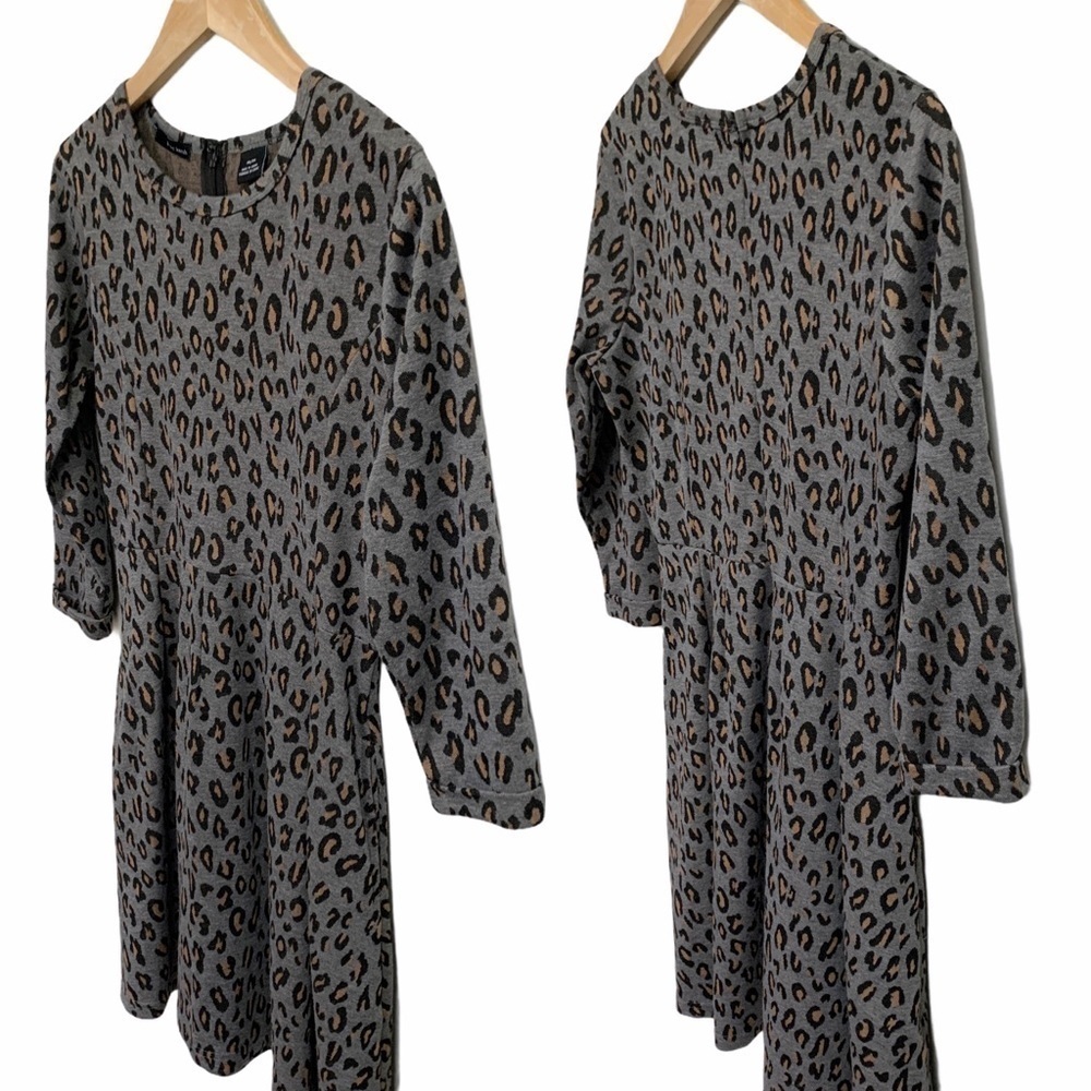 K by Kersh Leopard Print Sweatshirt Skater Dress - Picture 5 of 8